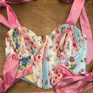 For Love And Lemons Pink and White Floral Top